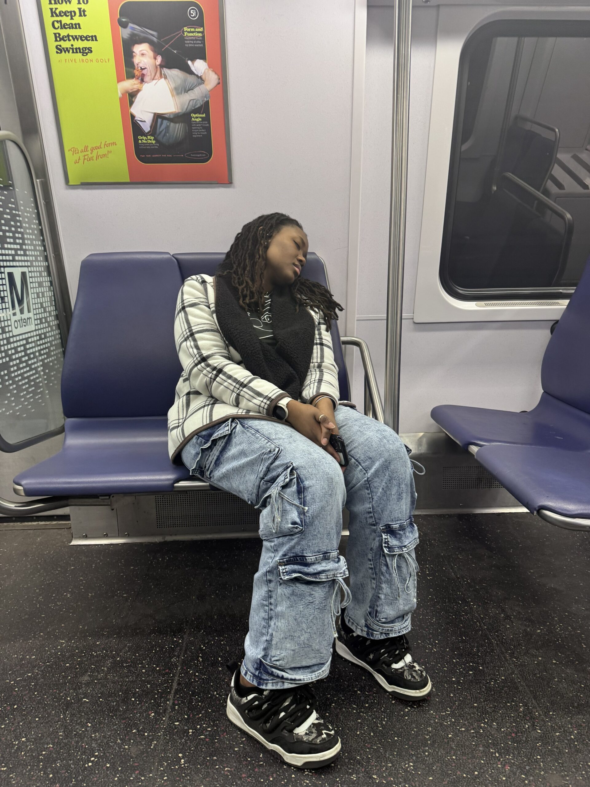 very eepy girl on the metro after a night of shenanigans