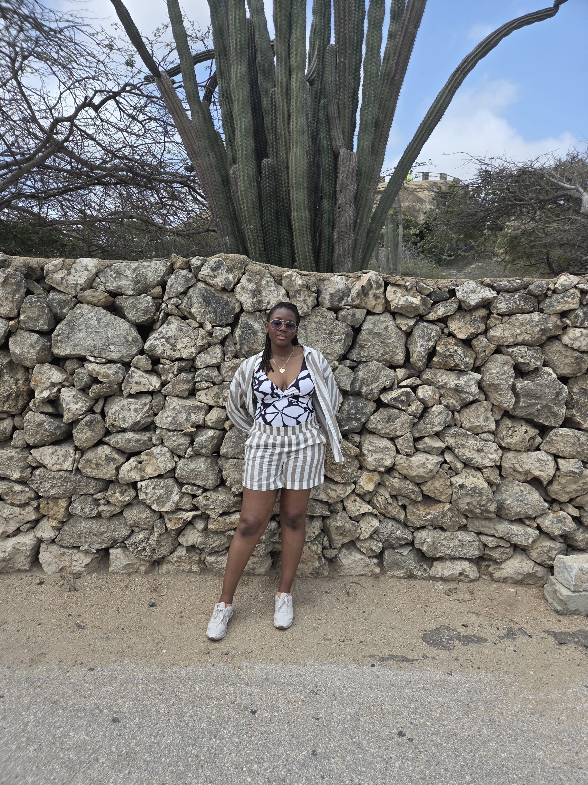 Standing beneath the Casibari rock formations, Aruba